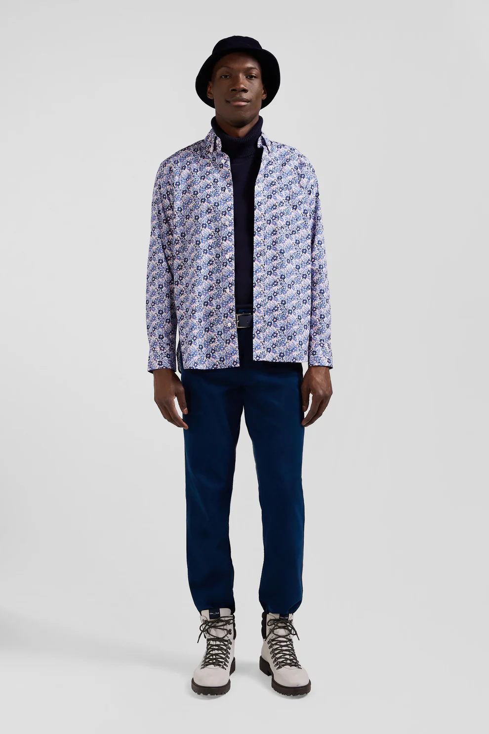 Featured image for “Chemise en popeline de coton bleue imprimé floral coupe Regular Eden Park”