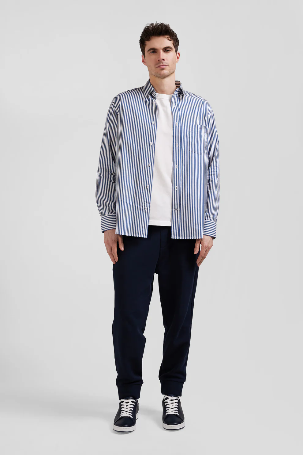 Featured image for “Chemise en popeline de coton rayée bleue coupe Regular Eden Park”