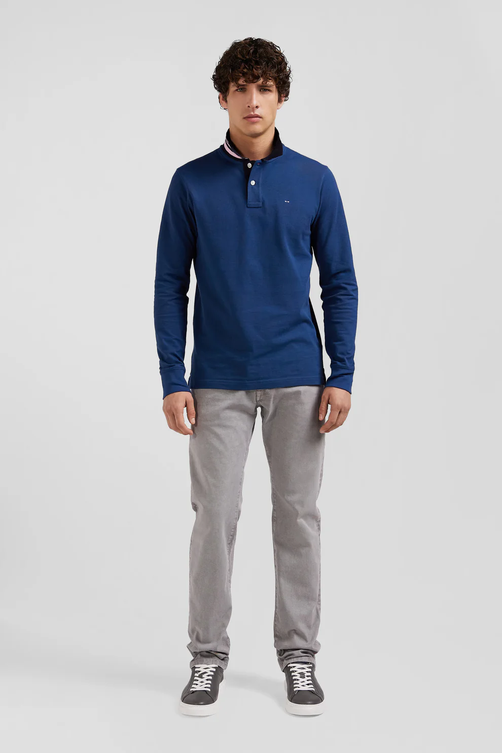 Featured image for “Polo manches longues en piqué coton bleu foncé col cerclé coupe Regular Eden Park”