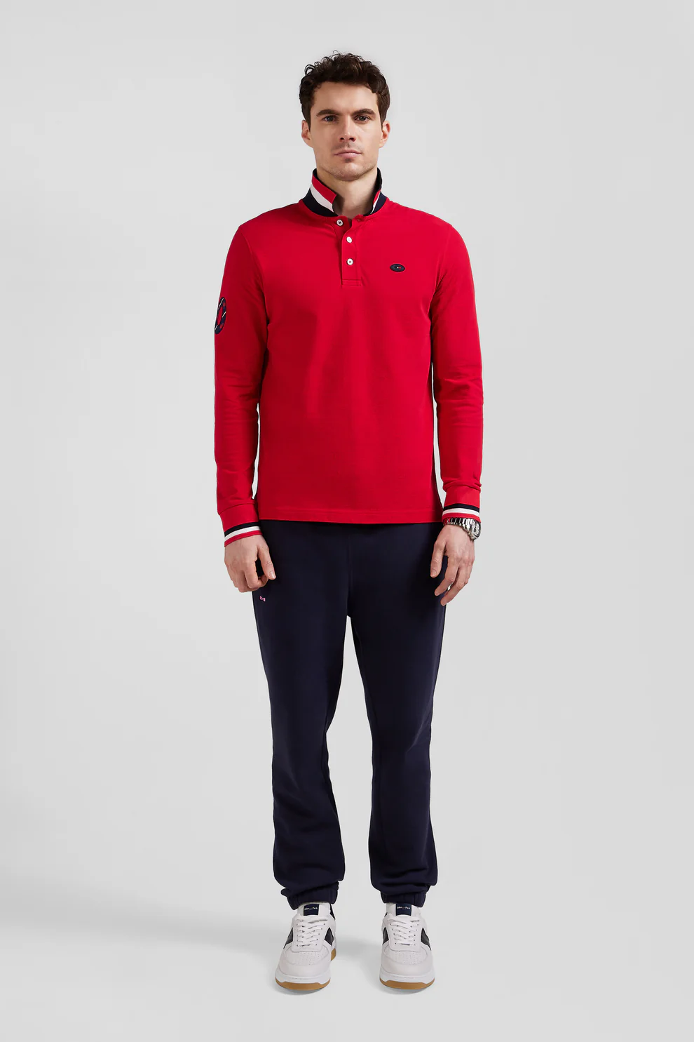 Featured image for “Polo manches longues en piqué coton rouge broderie XV de France coupe Regular Eden Park”