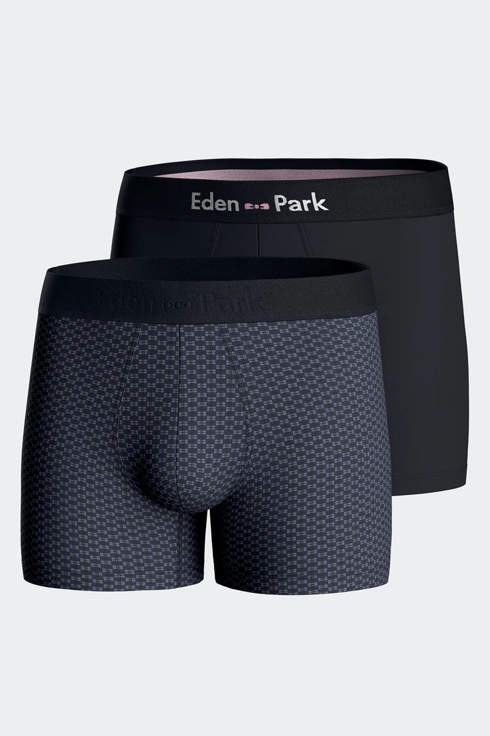 Featured image for “Lot de 2 boxers en coton stretch micro-motifs graphiques bleu foncé Eden Park”