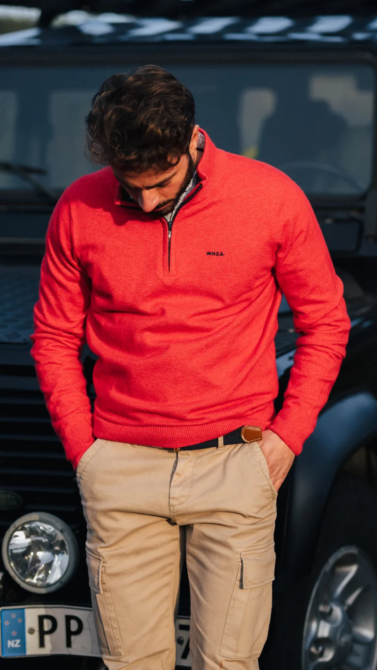 Featured image for “Pullover NZA rouge avec élasthanne - Reef Red”