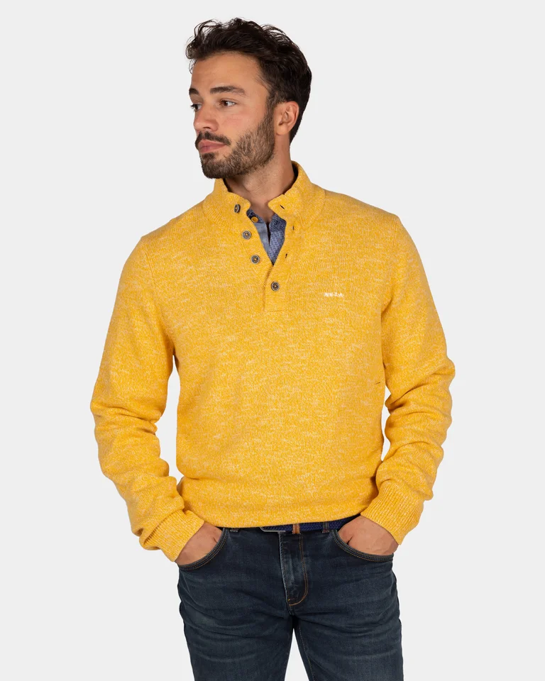 Featured image for “Pull chiné jaune ocre à demi-zip - Warm Ocre NZA”