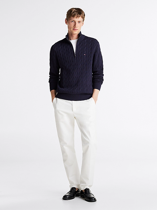 Featured image for “Pull zippé en maille torsadée Tommy Hilfiger”