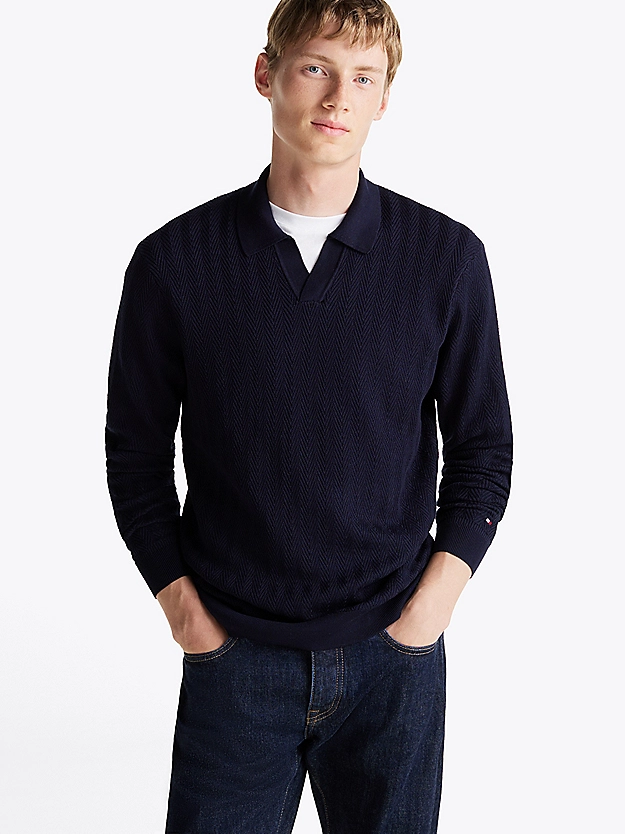 Featured image for “Pull Smart Casual à chevrons et col polo Tommy Hilfiger”