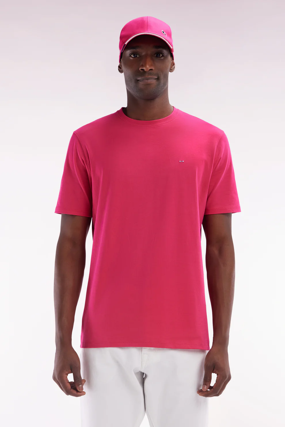 Featured image for “T-shirt en coton Pima fuchsia coupe droite Eden Park”