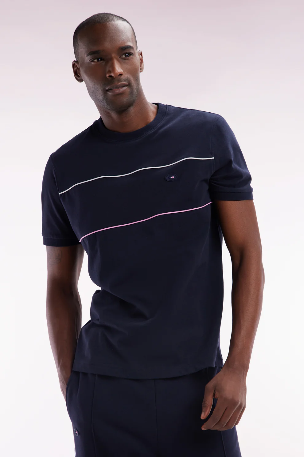 Featured image for “T-shirt XV de France en coton marine à passepoils coupe droite Eden Park”