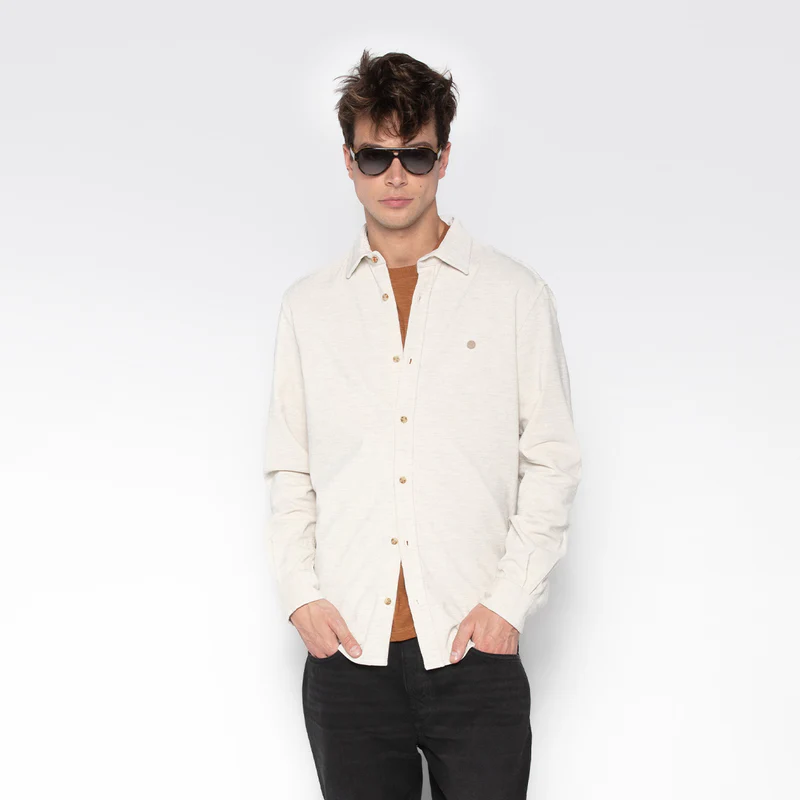 Featured image for “Chemise manches longues en coton velours blanc ivoire Charles Serge Blanco”
