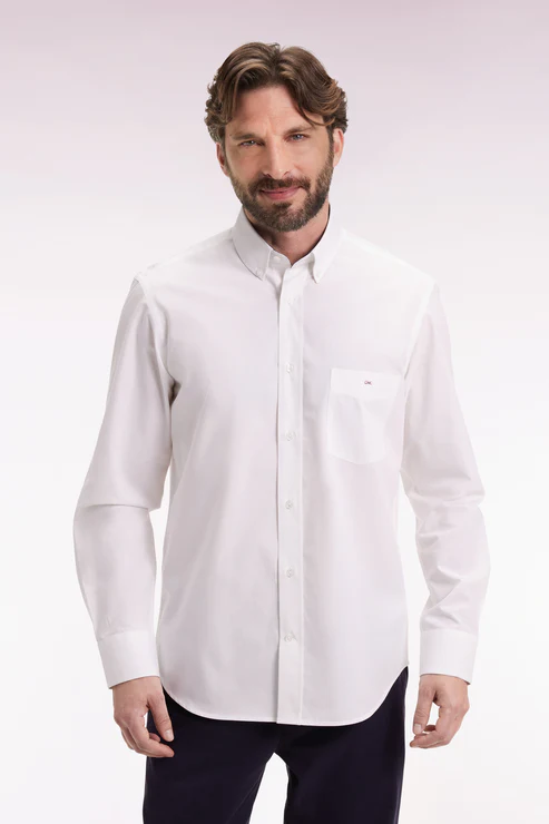 Featured image for “Chemise en coton blanc à coudière imprimées coupe droite Eden Park”