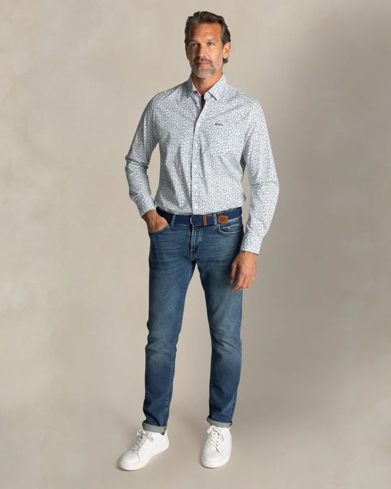 Featured image for “Chemise imprimée en coton écru Nza”