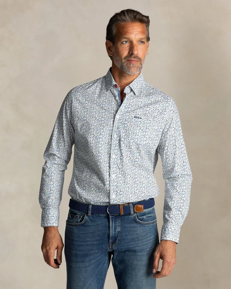 Featured image for “Chemise imprimée en coton écru Nza”