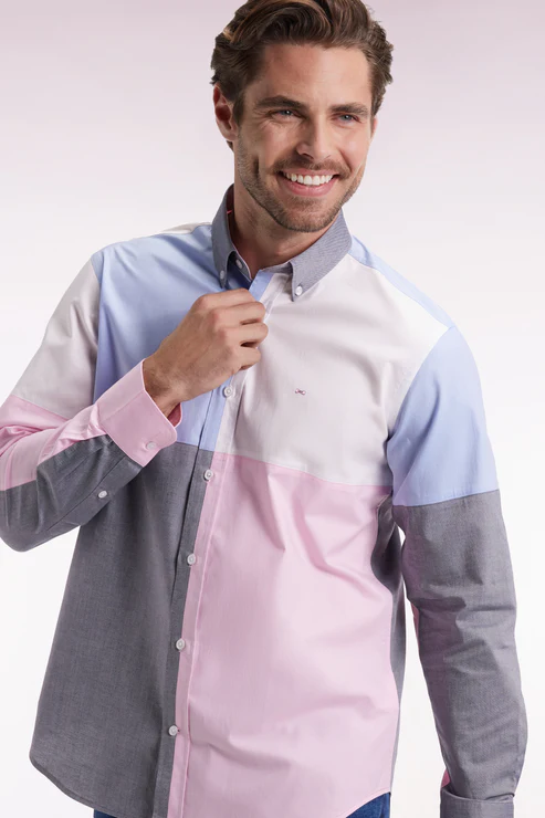 Featured image for “Chemise en coton à motif quatre couleurs coupe droite Eden Park”