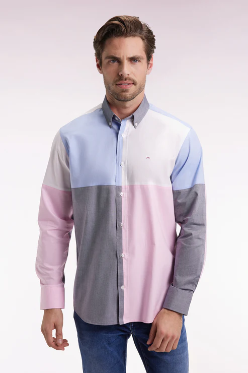 Featured image for “Chemise en coton à motif quatre couleurs coupe droite Eden Park”