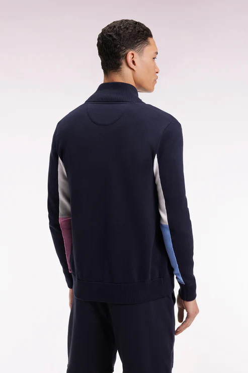 Featured image for “Cardigan en coton marine à intérieur de manches contrasté Eden Park”