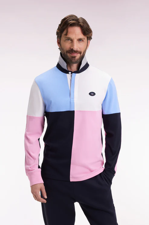 Featured image for “Maillot à manches longues en jersey coton épais colorblock coupe droite Eden Park”