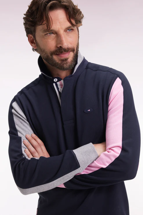 Featured image for “Maillot à manches longues XV de France marine dos brodé coupe droite Eden Park”