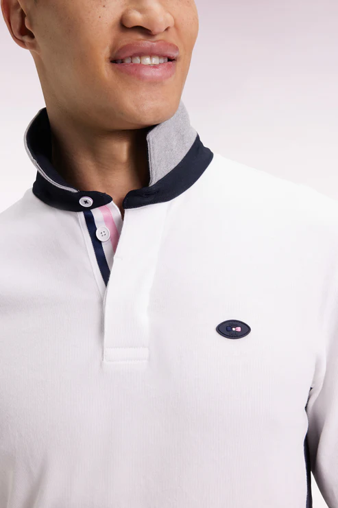 Featured image for “Maillot à manches longues XV de France blanc broderie coq coupe droite Eden Park”