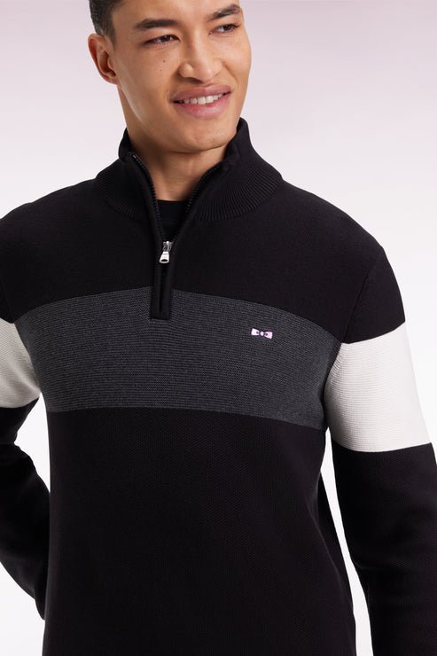Featured image for “Pull col camionneur en coton noir broderie dos Eden Park”