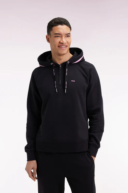 Featured image for “Sweatshirt à capuche en molleton coton mélangé noir coupe Relaxed Eden Park”