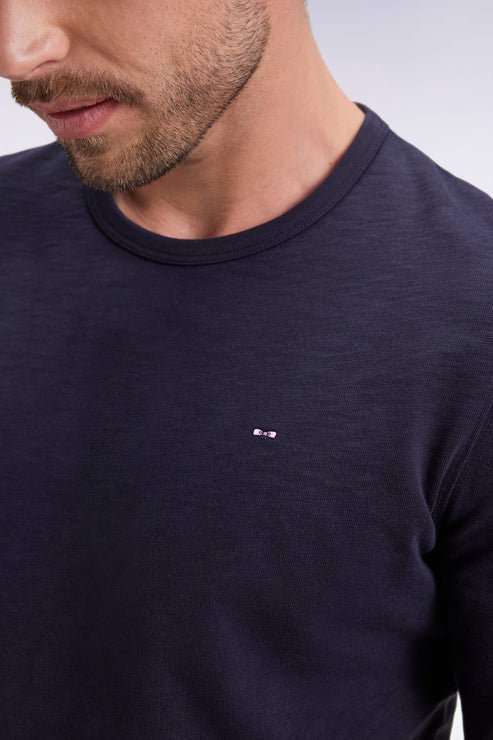Featured image for “T-shirt à manches longues en coton slub marine Eden Park”
