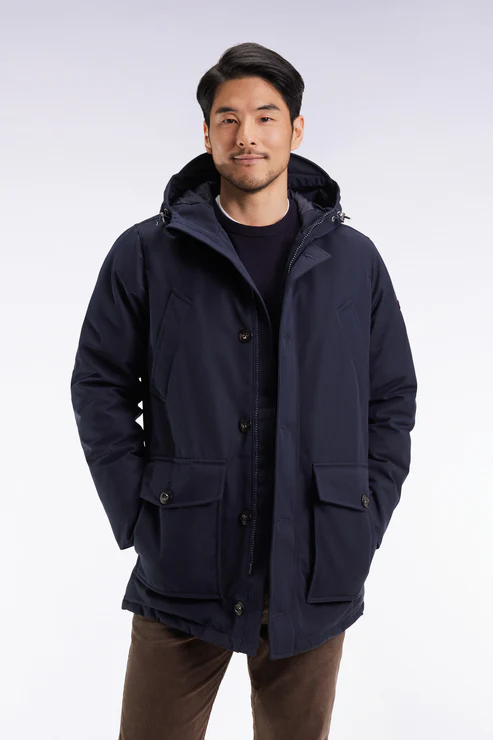 Featured image for “Parka courte en nylon marine à poches plaquées Eden Park”