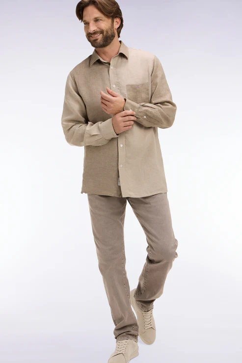 Featured image for “Jean en denim stretch beige coupe regular Eden Park”