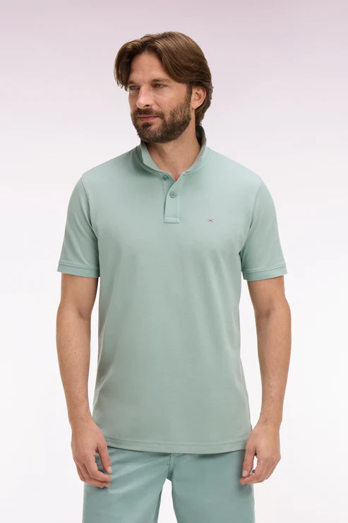 Featured image for “Polo à manches courtes en coton vert d'eau coupe regular Eden Park”