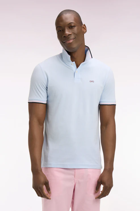 Featured image for “Polo manches courtes en coton ciel détails rayés coupe regular Eden Park”