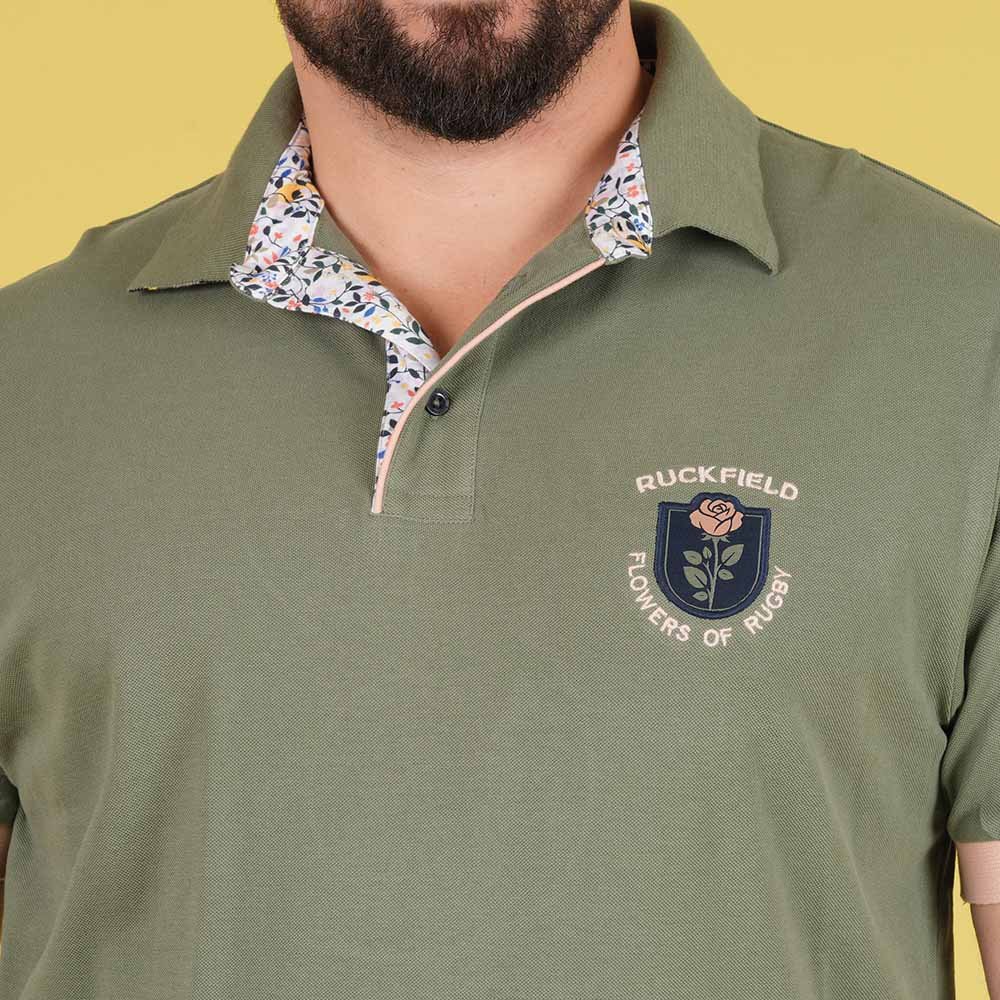 Featured image for “Polo kaki à manches courtes Ruckfield Flowers of Rugby”