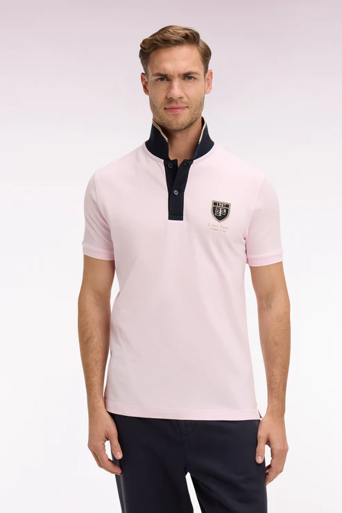 Featured image for “Polo à manches courtes en piqué coton rose écusson EP Eden Park”