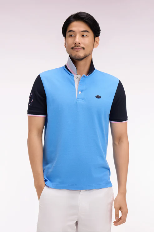 Featured image for “Polo à manches courtes XV de France en piqué coton bleu France Eden Park”