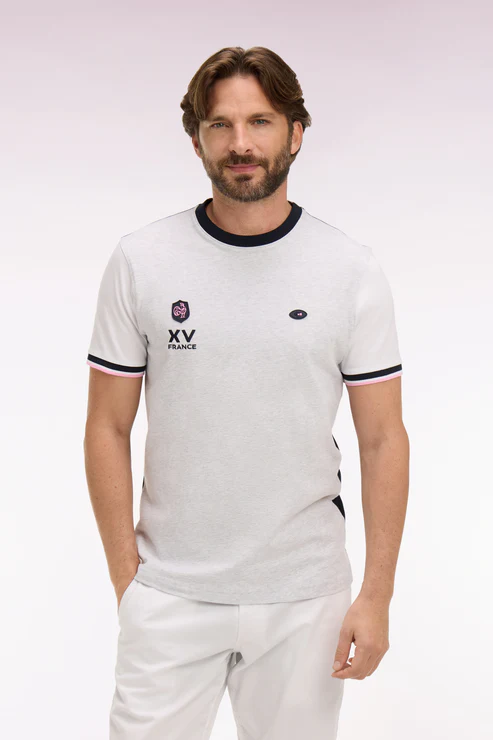 Featured image for “T-shirt XV de France à manches courtes en coton gris brodé coupe regular Eden Park”