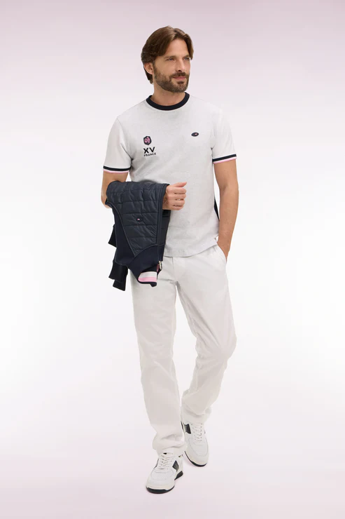 Featured image for “T-shirt XV de France à manches courtes en coton gris brodé coupe regular Eden Park”