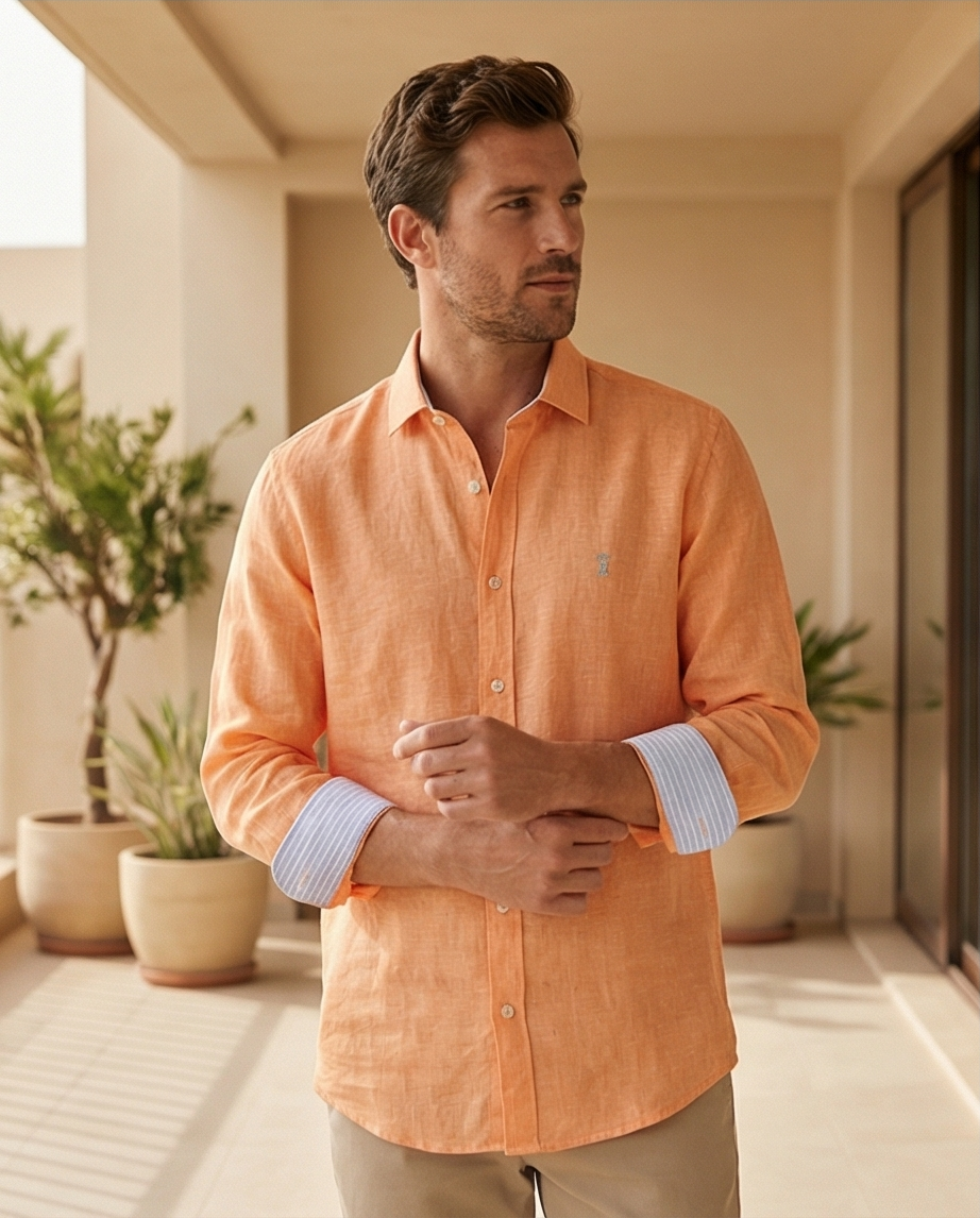 Featured image for “Chemise en lin orange Vicomte Arthur”