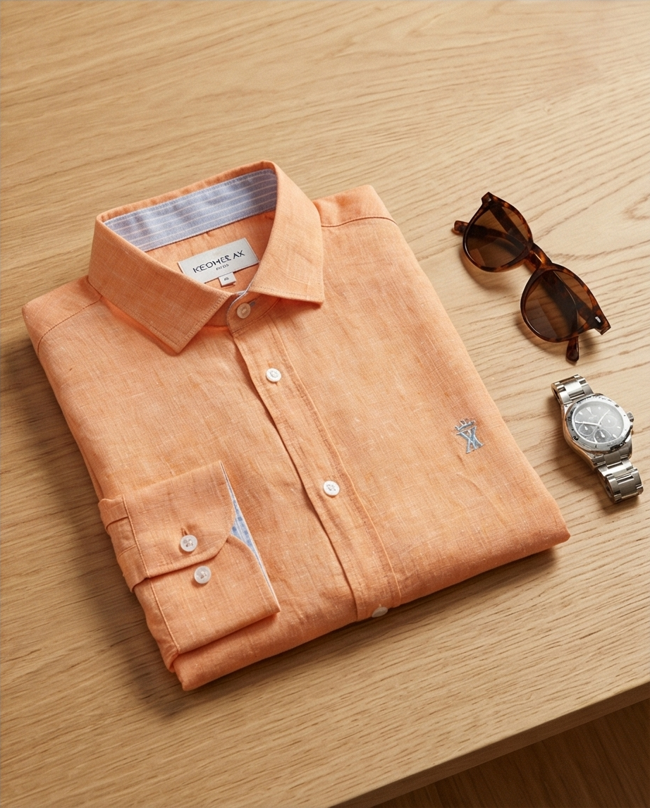 Featured image for “Chemise en lin orange Vicomte Arthur”