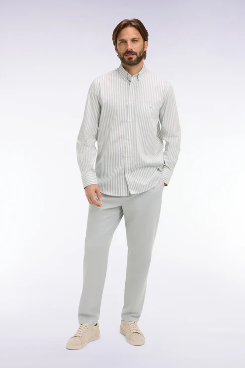 Featured image for “Pantalon en coton lin et lyocell gris clair coupe Modern Eden Park”