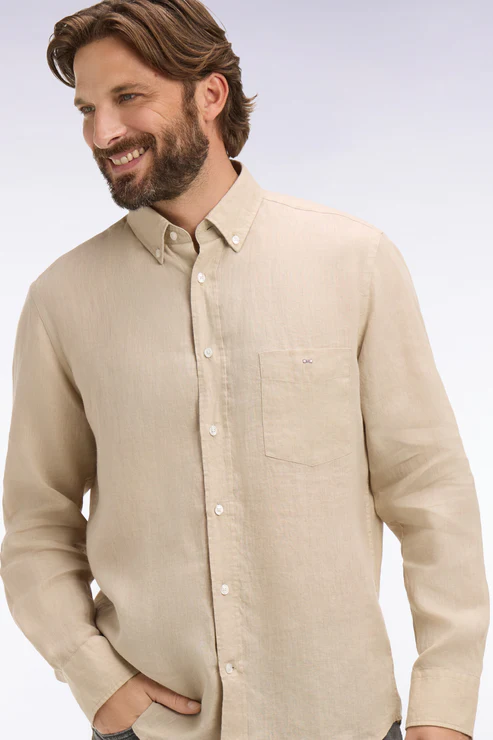 Featured image for “Chemise droite en lin beige Eden Park”