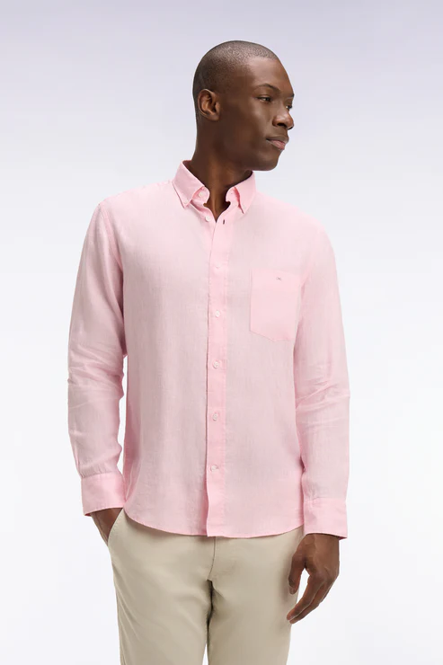 Featured image for “Chemise droite en lin rose clair Eden Park”