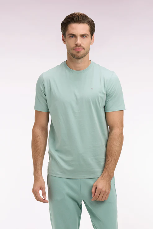 Featured image for “T-shirt à manches courtes en coton Pima vert d'eau coupe regular Eden Park”