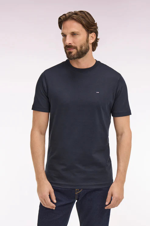 Featured image for “T-shirt à manches courtes en coton Pima marine brodé coupe regular Eden Park”