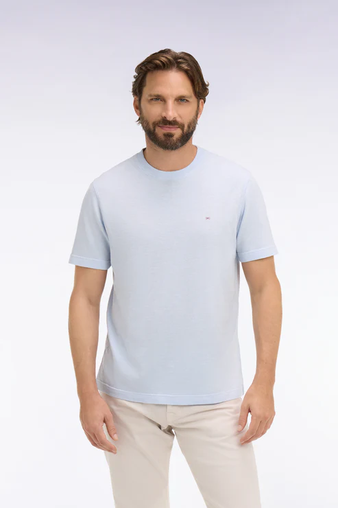 Featured image for “T-shirt à manches courtes en coton et lin ciel coupe regular Eden Park”