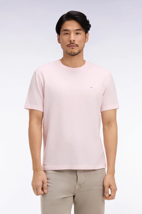 Featured image for “T-shirt à manches courtes en coton et lin rose coupe regular Eden Park”