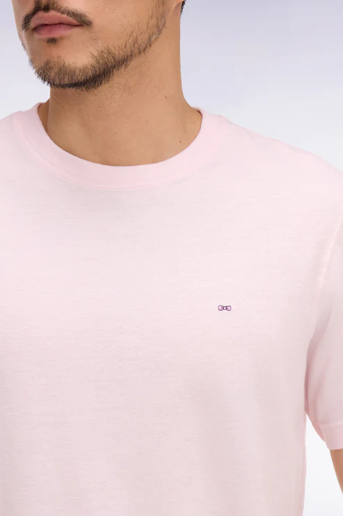 Featured image for “T-shirt à manches courtes en coton et lin rose coupe regular Eden Park”