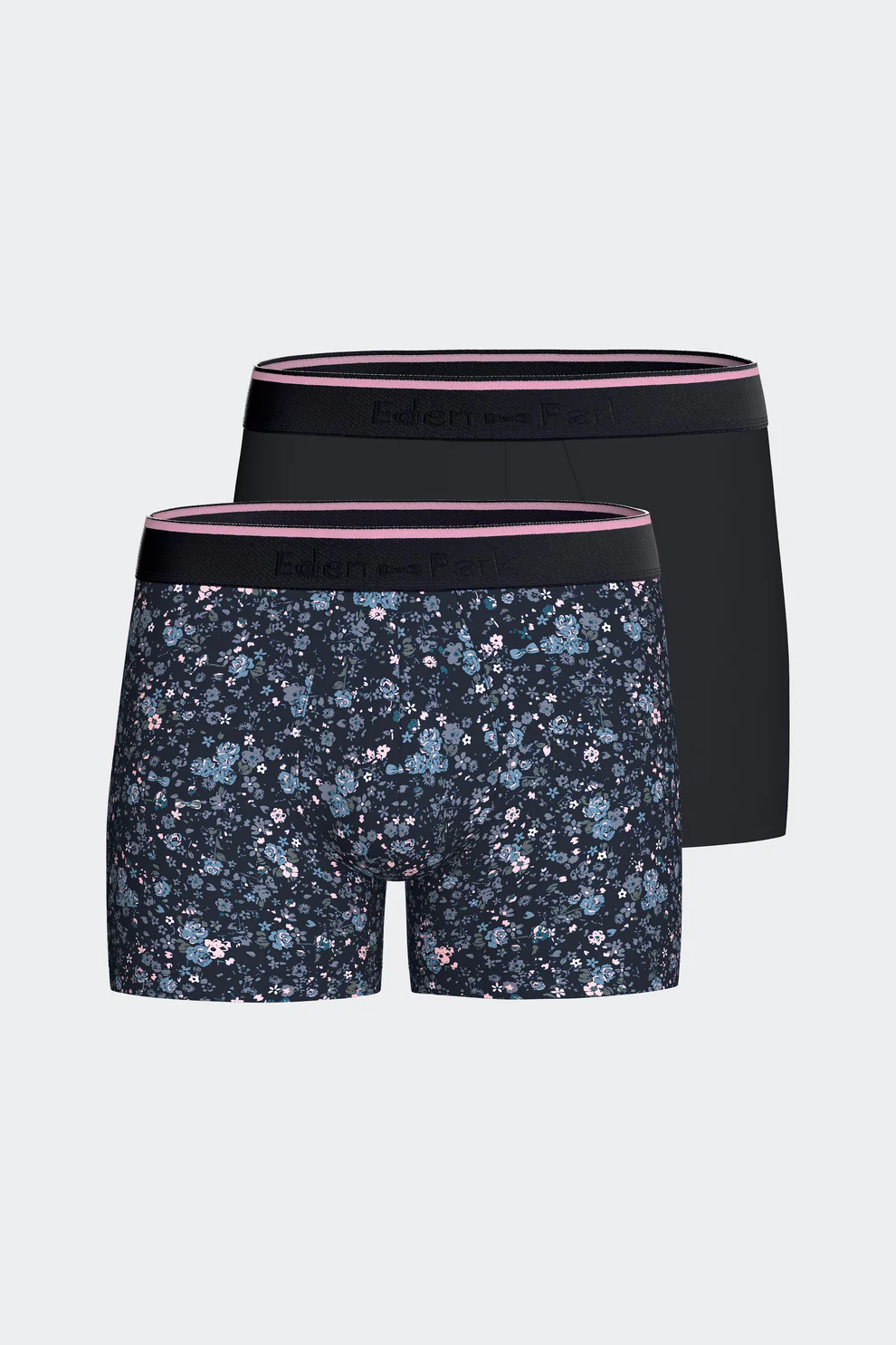 Featured image for “Lot de deux boxers en jersey de coton stretch marine et imprimé floral Eden Park”