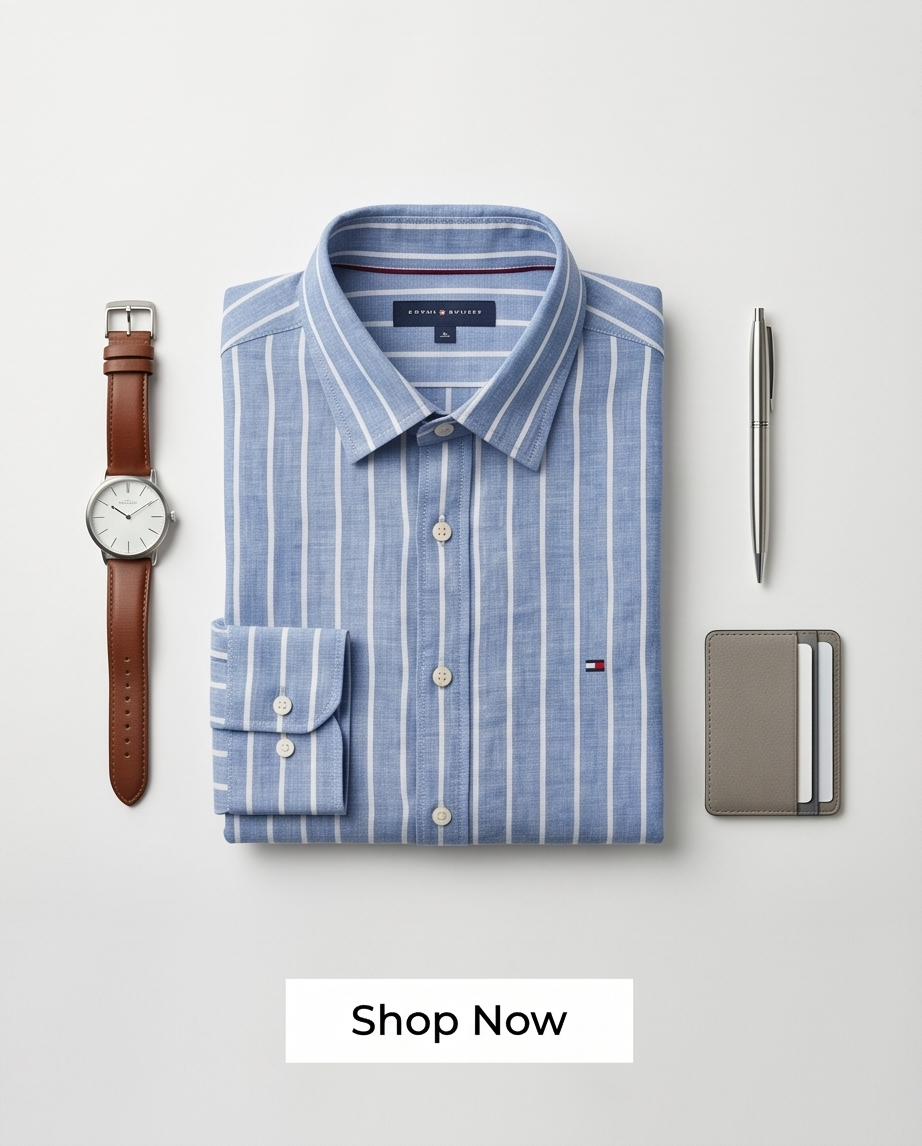 Featured image for “Chemise bleu ciel rayée en lin Tommy Hilfiger”