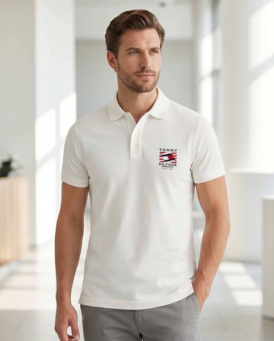 Featured image for “Polo blanc écusson Tommy Hilfiger”
