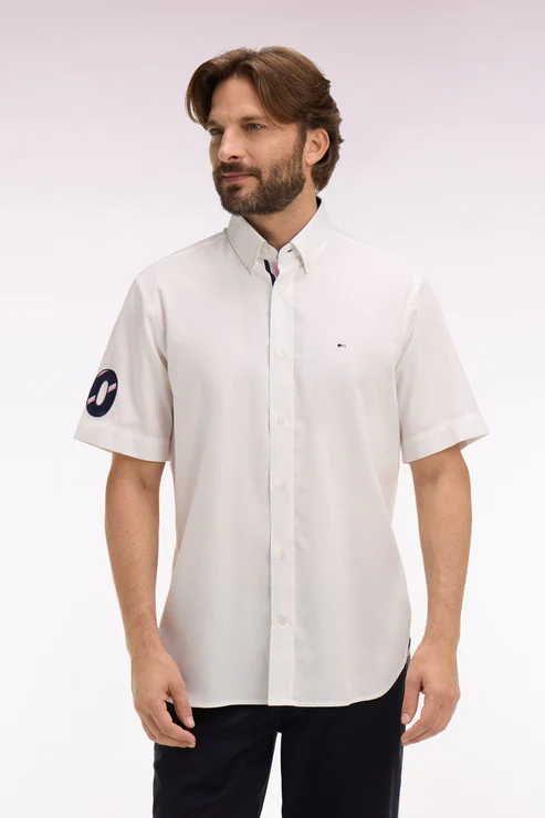 Featured image for “Chemise à manches courtes en coton blanc XV de France Eden Park”