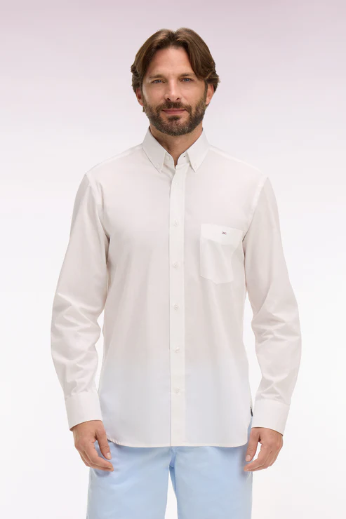 Featured image for “Chemise en coton blanc à coudières imprimées Eden Park”