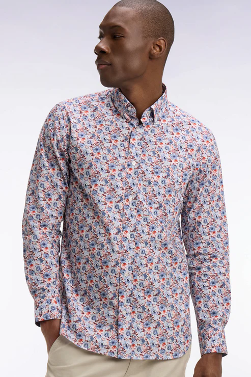Featured image for “Chemise en popeline de coton multicolore à motif floral Eden Park”