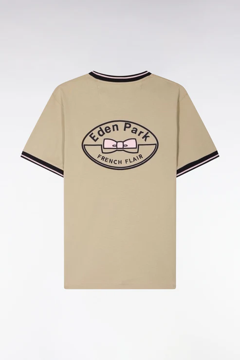 Featured image for “T-shirt à manches courtes en coton beige brodé coupe regular Eden Park”